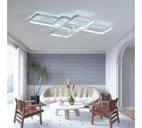 Rectangle Ceiling Fan Light Reversible Silent 6 Speed Bedroom Ceiling Fan Lights with Remote Control Dimmable Timer Living Room Fan Light Ceiling Modern LED Creative for Dining Room-White||85cm
