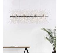 Rectangle Chandelier Firework Led Light Industrial Iron Crystal Pendant Lighting Adjustable Hanging Ceiling Light Fixture for Dining Room Living Room,12 Lights