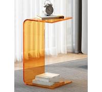 Rectangle Corner Side Table, Acrylic Minimalist Design for Living Room and Bedroom, Versatile U-shaped Table for Stool or Coffee Use