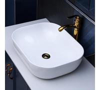 Rectangle Countertop Bathroom Vessel Sink, Ceramic Above Counter Sink, Modern Style Small Wash Basin for Cloakroom Hotel Toilet RV