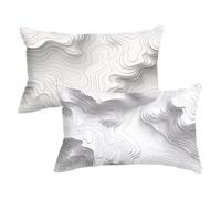 Rectangle Cushion Covers 15.7x27.5inch Set of 2, White Pillow Cases with Lnvisible Zipper, Art Cushions Covers Velvet Double Sided Decorative Throw Pillow for Outdoor Furniture Patio Couch,Model141