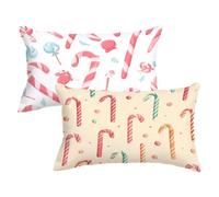 Rectangle Cushion Covers 19.7x27.5inch Set of 2, Christmas Pillow Cases with Lnvisible Zipper, Candy Cushions Covers Velvet Double Sided Decorative Throw Pillow for Outdoor Furniture Couch,Model93