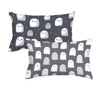 Rectangle Cushion Covers 19.7x29.5inch Set of 2, Ghost Pillow Cases with Lnvisible Zipper, Halloween Cushions Covers Velvet Double Sided Decorative Throw Pillow for Outdoor Furniture Couch,Model39