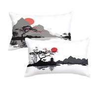 Rectangle Cushion Covers 19.7x29.5inch Set of 2, Landscape Pillow Cases with Lnvisible Zipper, Sunset Cushions Covers Velvet Double Sided Decorative Throw Pillow for Outdoor Furniture Couch,Model63