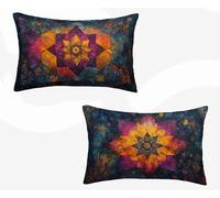 Rectangle Cushion Covers Black Cushion Covers 40x75cm Set of 2, Waterproof Linen Throw Pillow Bohemia Pattern Design with Invisible Zipper Home Accessories Sofa Pillows for Home Decor -zjn2602IK
