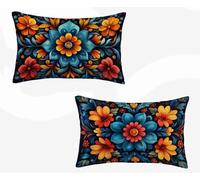 Rectangle Cushion Covers Blue Cushion Covers 16x24in Set of 2, Waterproof Linen Throw Pillow William Morris Pattern Design with Invisible Zipper Home Accessories Sofa Pillows for Home Decor -zjn260228