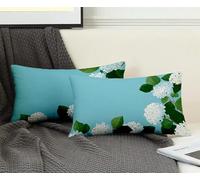 Rectangle Cushion Covers Blue Cushion Covers 40 x 75cm Set of 2, Waterproof Linen Throw Pillow Plant Pattern Design with Invisible Zipper Home Accessories Sofa Pillows for Room Home Decor -ly2508ME