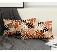 Rectangle Cushion Covers Brown Cushion Covers 28" x 36" Set of 2, Waterproof Linen Throw Pillow Coral Pattern Design with Invisible Zipper Home Accessories Sofa Pillows for Home Decor -ly2508QL