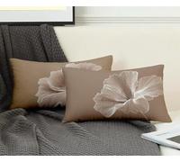 Rectangle Cushion Covers Brown Cushion Covers 40 x 90cm Set of 2, Waterproof Linen Throw Pillow Simplicity Pattern Design with Invisible Zipper Home Accessories Sofa Pillows for Home Decor -ly2508SM
