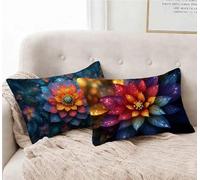 Rectangle Cushion Covers Colorful Cushion Covers 40x75 cm Set of 2, Waterproof Linen Throw Pillow Lotus Pattern Design with Invisible Zipper Home Accessories Sofa Pillows for Home Decor -lsy25012TV