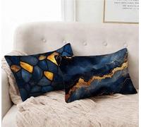 Rectangle Cushion Covers Dark Blue Cushion Covers 40x90 cm Set of 2, Waterproof Linen Throw Pillow Dream Pattern Design with Invisible Zipper Home Accessories Sofa Pillows for Home Decor -lsy25012KY