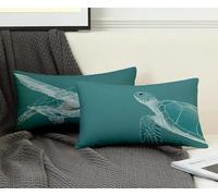 Rectangle Cushion Covers Duck Egg Color Cushion Covers 40 x 75cm Set of 2, Waterproof Linen Throw Pillow Sea Turtles Pattern Design with Invisible Zipper Sofa Pillows for Room Home Decor -ly25082N