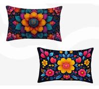 Rectangle Cushion Covers Flowerbed Cushion Covers 16x36inch Set of 2, Waterproof Linen Throw Pillow Purple Pattern Design with Invisible Zipper Home Accessories Sofa Pillows for Home Decor -zjn2602O9