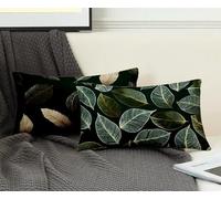 Rectangle Cushion Covers Green Cushion Covers 30 x 50cm Set of 2, Waterproof Linen Throw Pillow Leaf Pattern Design with Invisible Zipper Home Accessories Sofa Pillows for Room Home Decor -ly2508KP