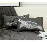 Rectangle Cushion Covers Grey Cushion Covers 40 x 75 cm Set of 2, Waterproof Linen Throw Pillow Sea Turtles Pattern Design with Invisible Zipper Home Accessories Sofa Pillows for Home Decor -ly250838