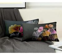 Rectangle Cushion Covers Grey Cushion Covers 40x90 cm Set of 2, Waterproof Linen Throw Pillow Leaf Pattern Design with Invisible Zipper Home Accessories Sofa Pillows for Room Home Decor -ly25081G