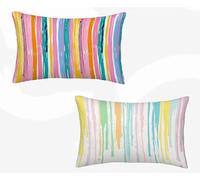 Rectangle Cushion Covers Lilac Cushion Covers 12" x 20" Set of 2, Waterproof Linen Throw Pillow Stripe Pattern Design with Invisible Zipper Home Accessories Sofa Pillows for Home Decor -zjn2602TM