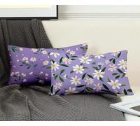 Rectangle Cushion Covers Lilac Cushion Covers 40 x 90 cm Set of 2, Waterproof Linen Throw Pillow Chrysanthemum Pattern Design with Invisible Zipper Sofa Pillows for Room Home Decor, Gifts -ly250851