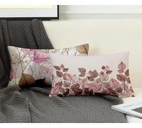 Rectangle Cushion Covers Lilac Cushion Covers 40x90 cm Set of 2, Waterproof Linen Throw Pillow Leaf Pattern Design with Invisible Zipper Home Accessories Sofa Pillows for Room Home Decor -ly250818