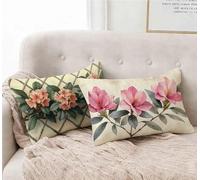 Rectangle Cushion Covers Pink Cushion Covers 70 x 90 cm Set of 2, Waterproof Linen Throw Pillow Flower Pattern Design with Invisible Zipper Home Accessories Sofa Pillows for Home Decor -lsy25012EN