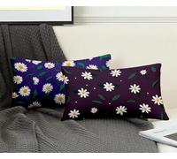 Rectangle Cushion Covers Purple Cushion Covers 16" x 36" Set of 2, Waterproof Linen Throw Pillow Chrysanthemum Pattern Design with Invisible Zipper Sofa Pillows for Room Home Decor, Gifts -ly25085D