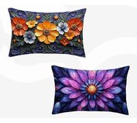 Rectangle Cushion Covers Purple Cushion Covers 16x30inch Set of 2, Waterproof Linen Throw Pillow Mandala Pattern Design with Invisible Zipper Home Accessories Sofa Pillows for Home Decor -zjn2602J2