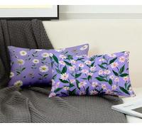 Rectangle Cushion Covers Purple Cushion Covers 40 x 90cm Set of 2, Waterproof Linen Throw Pillow Flower Pattern Design with Invisible Zipper Home Accessories Sofa Pillows for Home Decor -ly2508EN