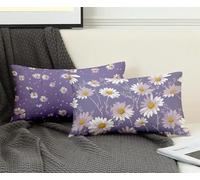 Rectangle Cushion Covers Purple Cushion Covers 40x60 cm Set of 2, Waterproof Linen Throw Pillow Chrysanthemum Pattern Design with Invisible Zipper Sofa Pillows for Room Home Decor, Gifts -ly2508I4