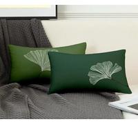 Rectangle Cushion Covers Sage Green Cushion Covers 40x90 cm Set of 2, Waterproof Linen Throw Pillow Leaf Pattern Design with Invisible Zipper Home Accessories Sofa Pillows for Home Decor -ly2508FT