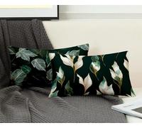 Rectangle Cushion Covers Turquoise Cushion Covers 70x90 cm Set of 2, Waterproof Linen Throw Pillow Leaf Pattern Design with Invisible Zipper Home Accessories Sofa Pillows for Home Decor -ly2508W8