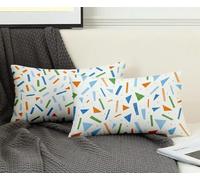 Rectangle Cushion Covers White Cushion Covers 16" x 36" Set of 2, Waterproof Linen Throw Pillow Simplicity Pattern Design with Invisible Zipper Home Accessories Sofa Pillows for Home Decor -ly2508YZ