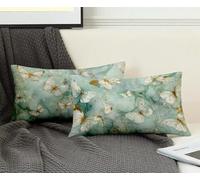 Rectangle Cushion Covers White Cushion Covers 30 x 50cm Set of 2, Waterproof Linen Throw Pillow Butterfly Pattern Design with Invisible Zipper Home Accessories Sofa Pillows for Home Decor -ly2508RM