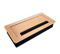 Rectangle Desk Grommet for Conceal Cables, Metal Wire Pass Through Grommets with Flip Cover & Dustproof Brush, Embedded Desktop Hole Cover(Gold,300x90mm)