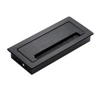 Rectangle Desk Grommet for Conceal Cables, Metal Wire Pass Through Grommets with Flip Cover & Dustproof Brush, Embedded Desktop Hole Cover(Black,500x90mm)
