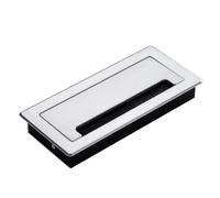 Rectangle Desk Grommet for Conceal Cables, Metal Wire Pass Through Grommets with Flip Cover & Dustproof Brush, Embedded Desktop Hole Cover(Silver,400x90mm)
