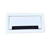 Rectangle Desk Grommet for Conceal Cables, Metal Wire Pass Through Grommets with Flip Cover & Dustproof Brush, Embedded Desktop Hole Cover(White,200x90mm)