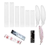 Rectangle Feather Bookmark Resin Moulds, 8Pcs Silicone Bookmark Molds for Making Epoxy Resin Jewelry DIY Bookmarks Craft