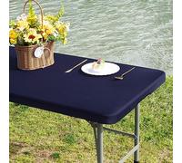 Rectangle Fitted Table Cover Elastic Tablecloth 4ft Stretch Spandex Table Top Cover for Dining Indoor Outdoor Party Navy 23X48 Inch