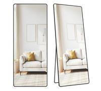Rectangle Floor Mirror with Stand for Bedroom or Living Room, Ink Black / 165L x 60W cm