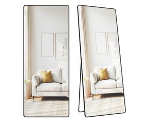 Rectangle Floor Mirror with Stand for Bedroom or Living Room, Ink Black / 165L x 60W cm