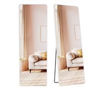 Rectangle Floor Mirror with Stand for Bedroom or Living Room, Matte White / 160L x 50W cm