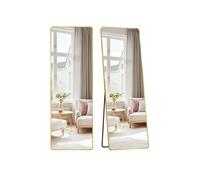 Rectangle Floor Mirror with Stand for Bedroom or Living Room, Pale Gold / 150L x 40W cm