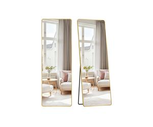 Rectangle Floor Mirror with Stand for Bedroom or Living Room, Pale Gold / 150L x 40W cm