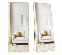 Rectangle Floor Mirror with Stand for Bedroom or Living Room, Pale Gold / 165L x 60W cm