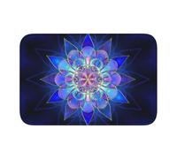 Rectangle Flower Pattern Crystal Velvet Lock Edge Floor Mat 40x60, Non Slip, Easy To Clean, Comfortable Foot Feel
