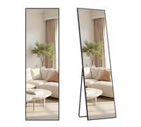 Rectangle Full Body Floor Mirror with Stand, Matte Black / 150L x 40W cm