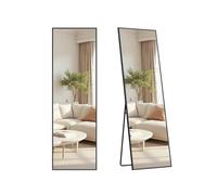 Rectangle Full Body Floor Mirror with Stand, Matte Black / 160L x 50W cm