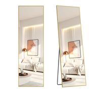 Rectangle Full Body Floor Mirror with Stand, Pale Gold / 160L x 50W cm
