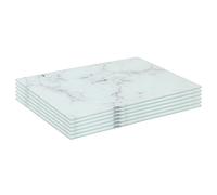 Rectangle Glass Placemats - 30cm x 20cm - Marble - Pack of 6