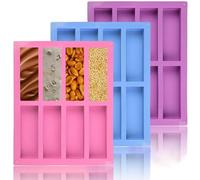 Rectangle Granola Bar Silicone Moulds for Baking, 3Pcs Energy Cereal Bars Mould, Silicone Bar Mould Energy Bar Maker for Chocolate Truffles Bread Brownie Cornbread Cheesecake Butter Mold(26.2×21.8cm)